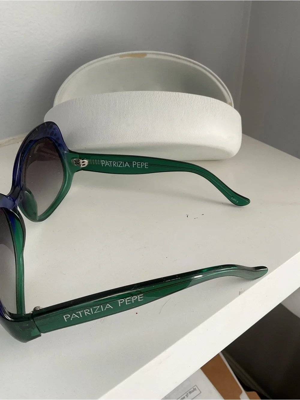 Patrizia Pepe Women’s Gradient Blue-Green Sunglasses with Rhinestones